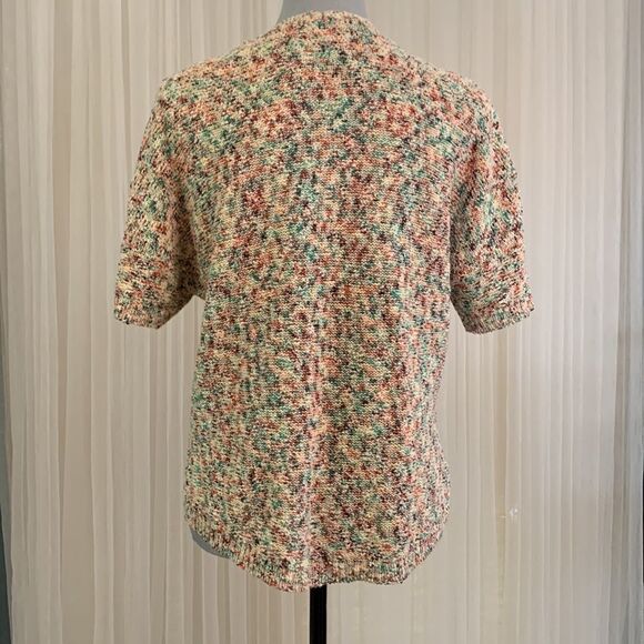 LOU & GREY Vneck dolman sleeves Multicolor knit hi-lo sweater top OVERSIZED XS - Picture 4 of 9